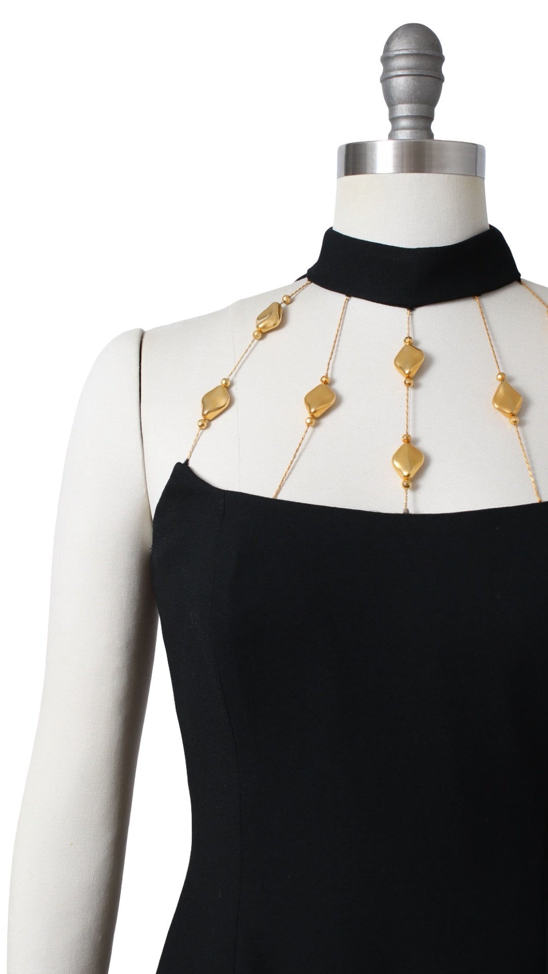 1990s Beaded Cage Neckline Dress | small/medium