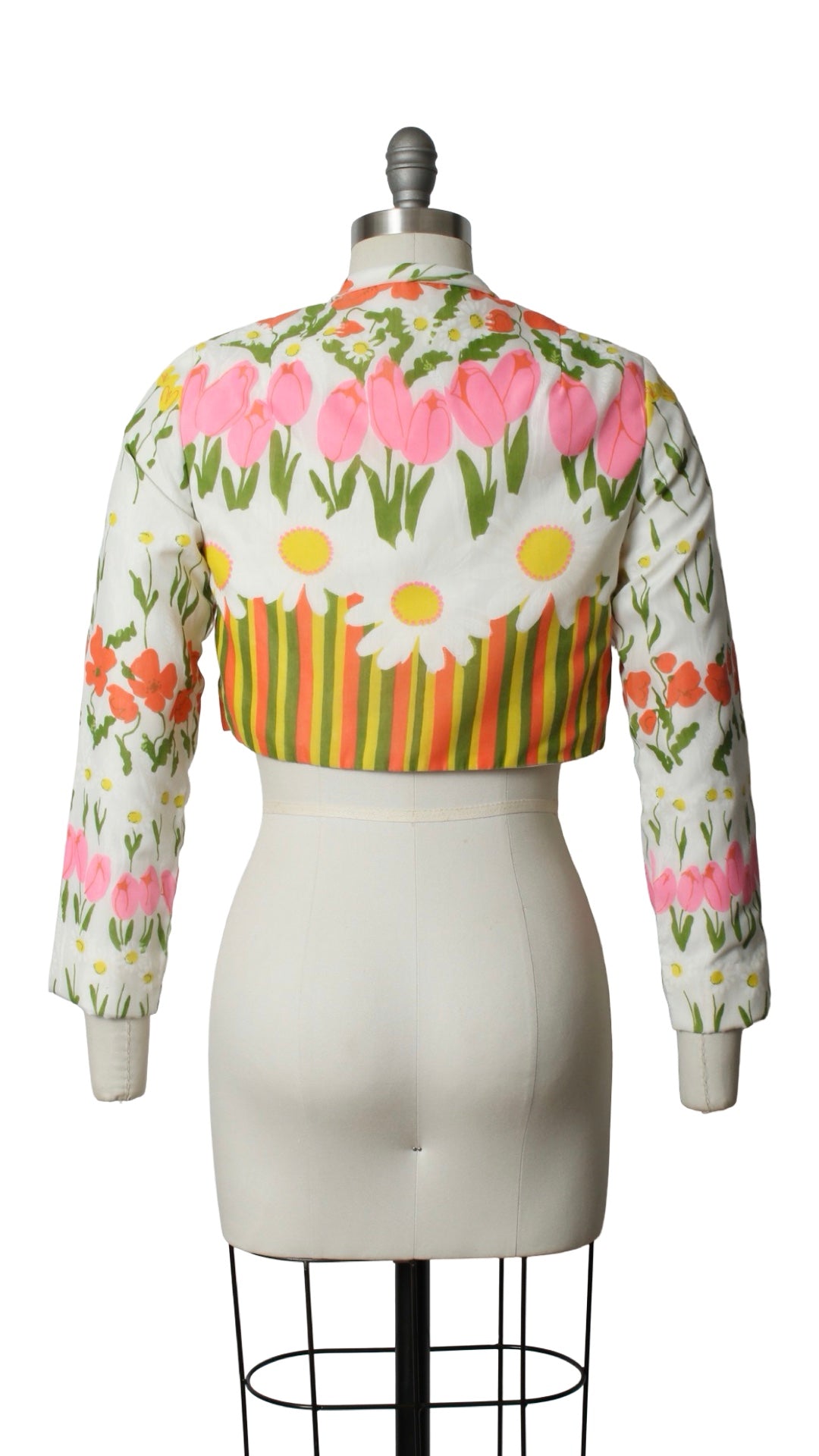 1960s 1970s Floral Border Print Cropped Jacket | small