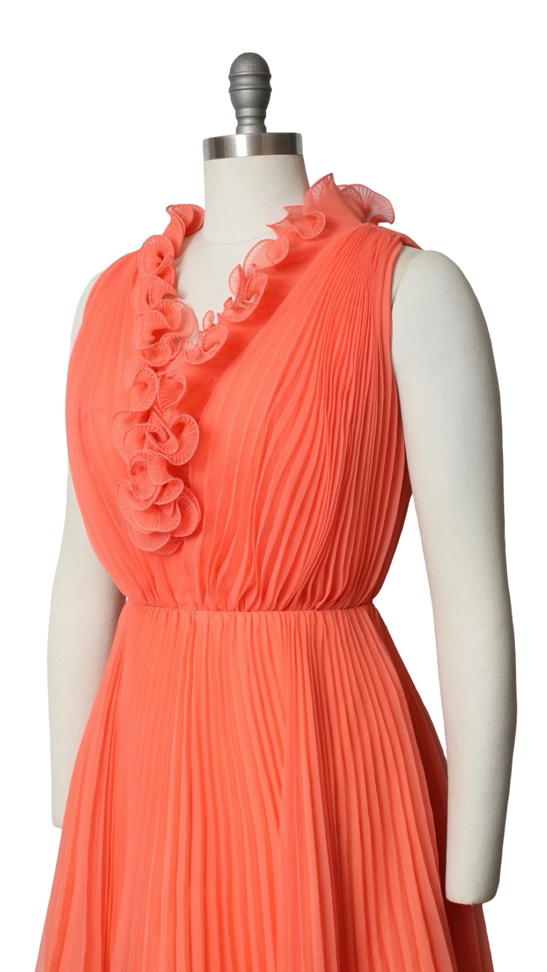 NEW | 1960s Ruffly Pleated Chiffon Party Dress | small/medium