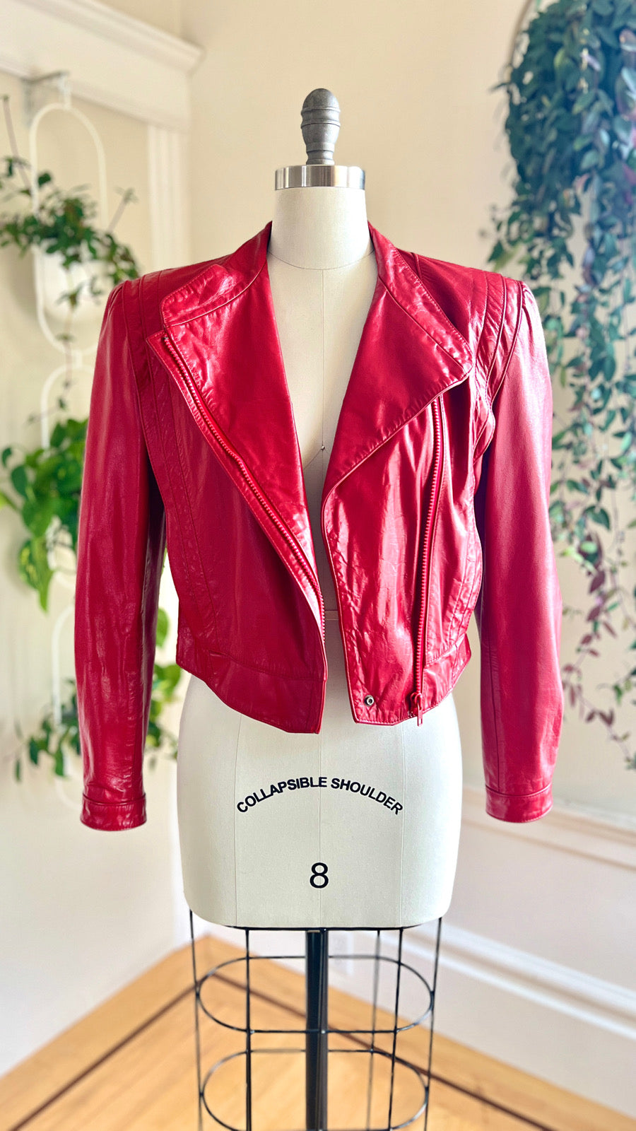 1980s Thriller Red Leather Jacket | medium