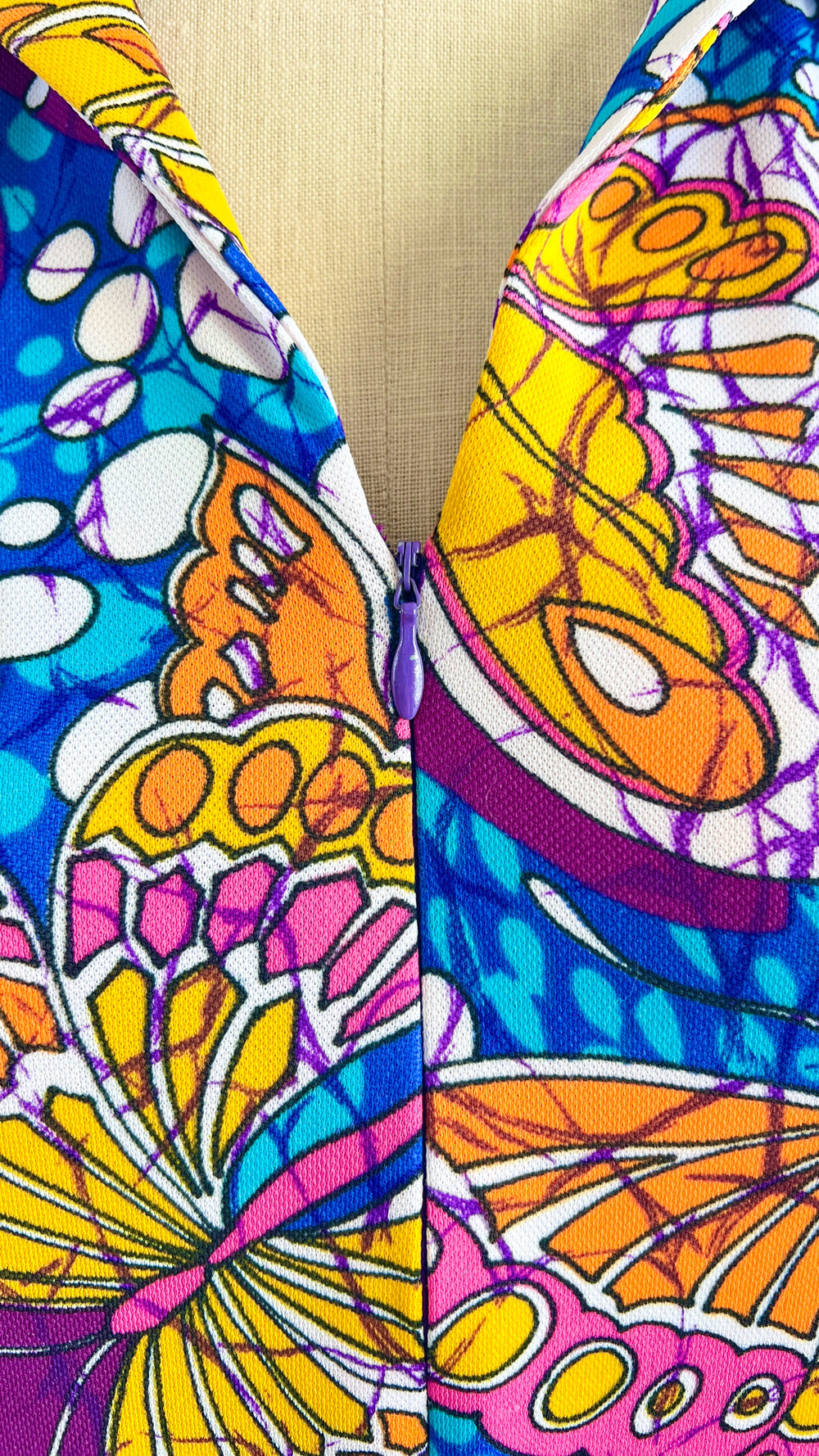 1970s Butterfly Novelty Print Shift Dress | large/x-large