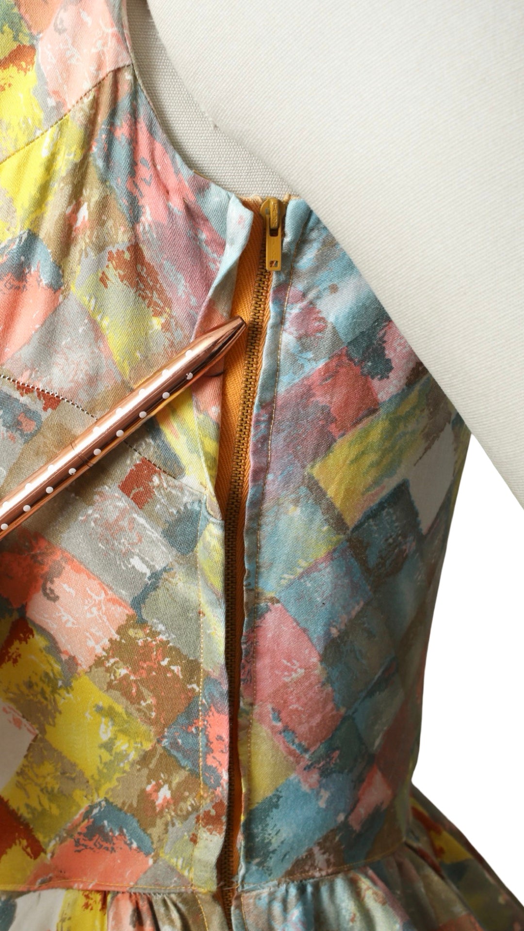 1950s 1960s Colorful Harlequin Sundress | small