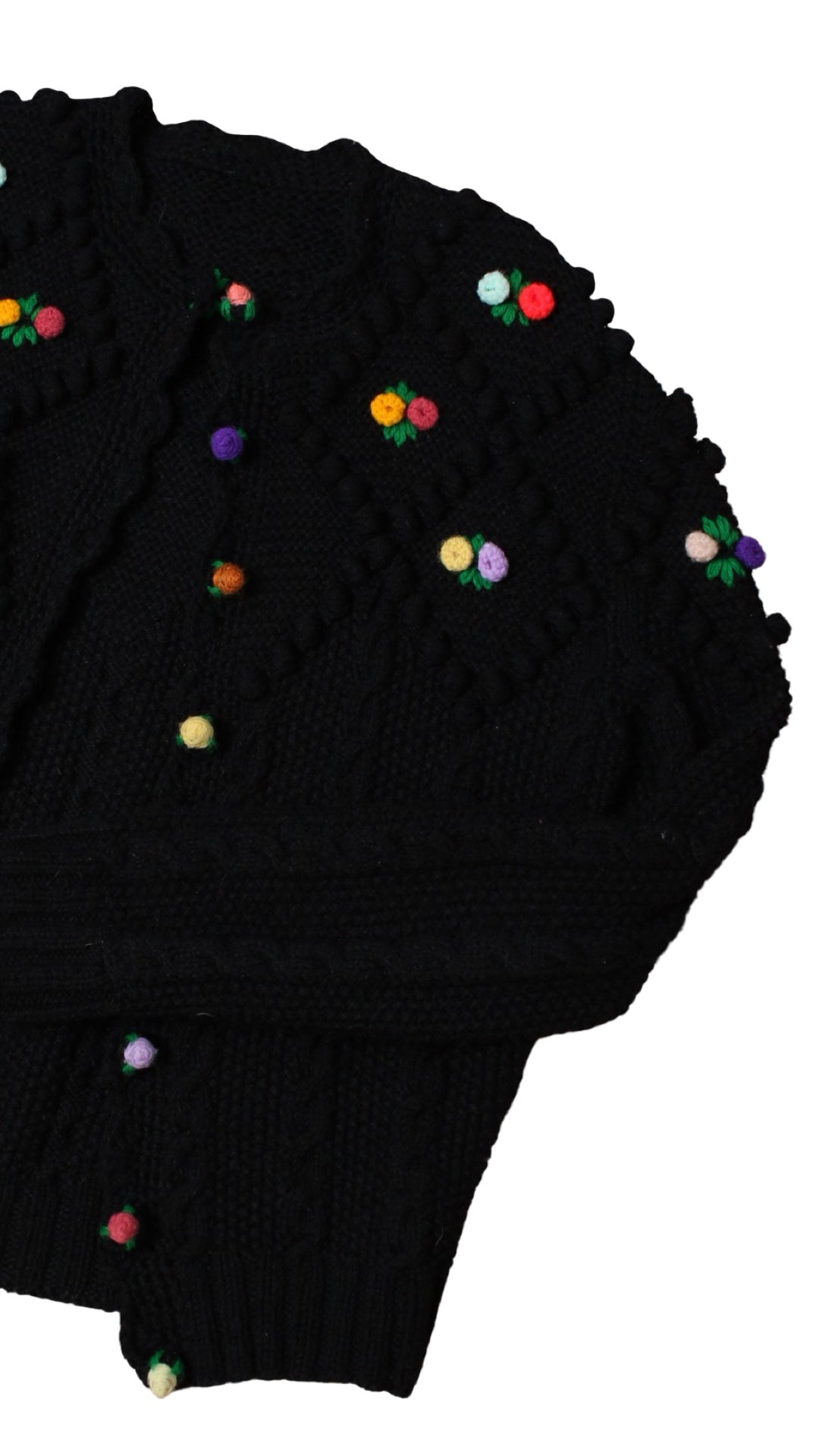 1980s Floral Popcorn Knit Wool Cardigan | medium/large