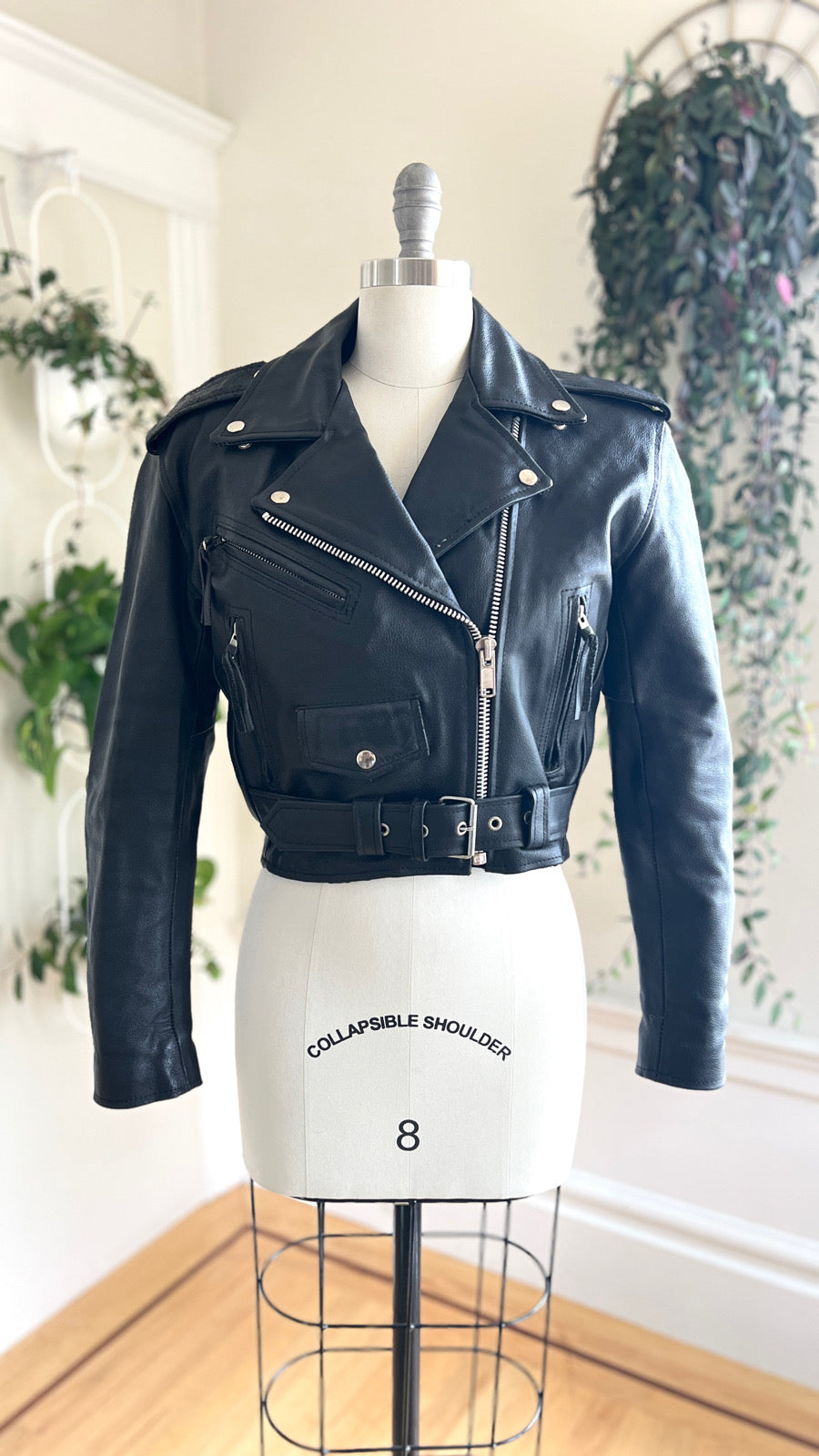 1990s Black Leather Moto Jacket | medium