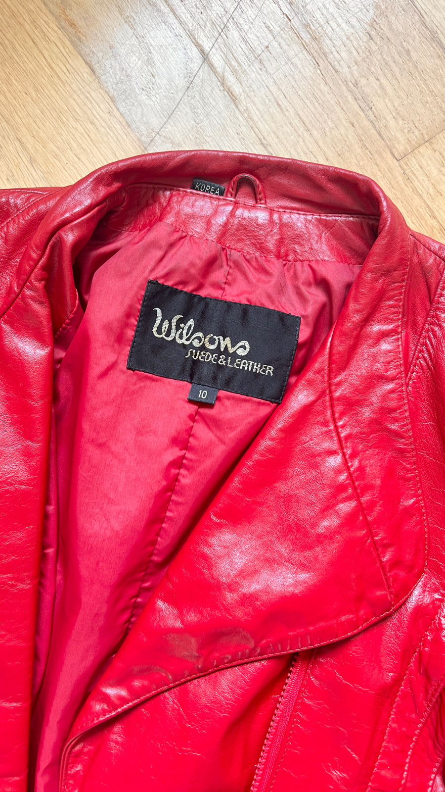 1980s Thriller Red Leather Jacket | medium