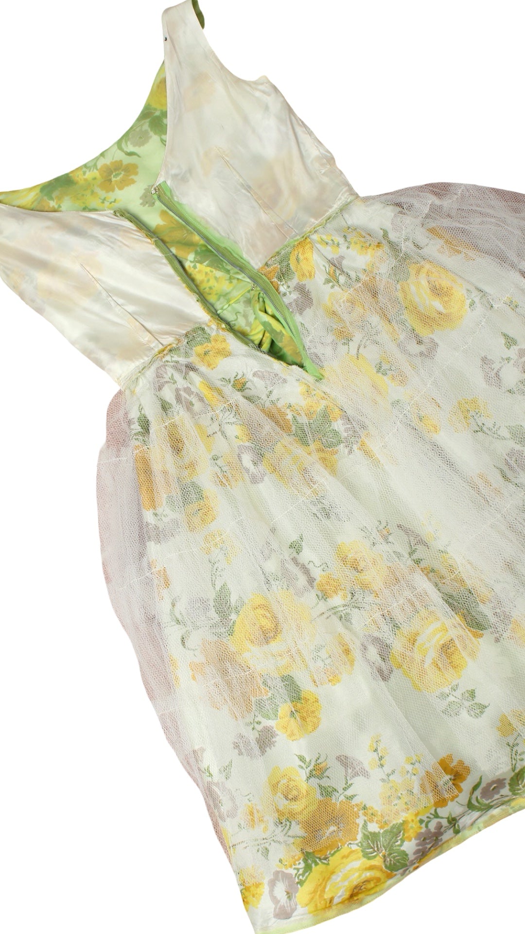 1950s Rose Chiffon Overlay Party Dress | small