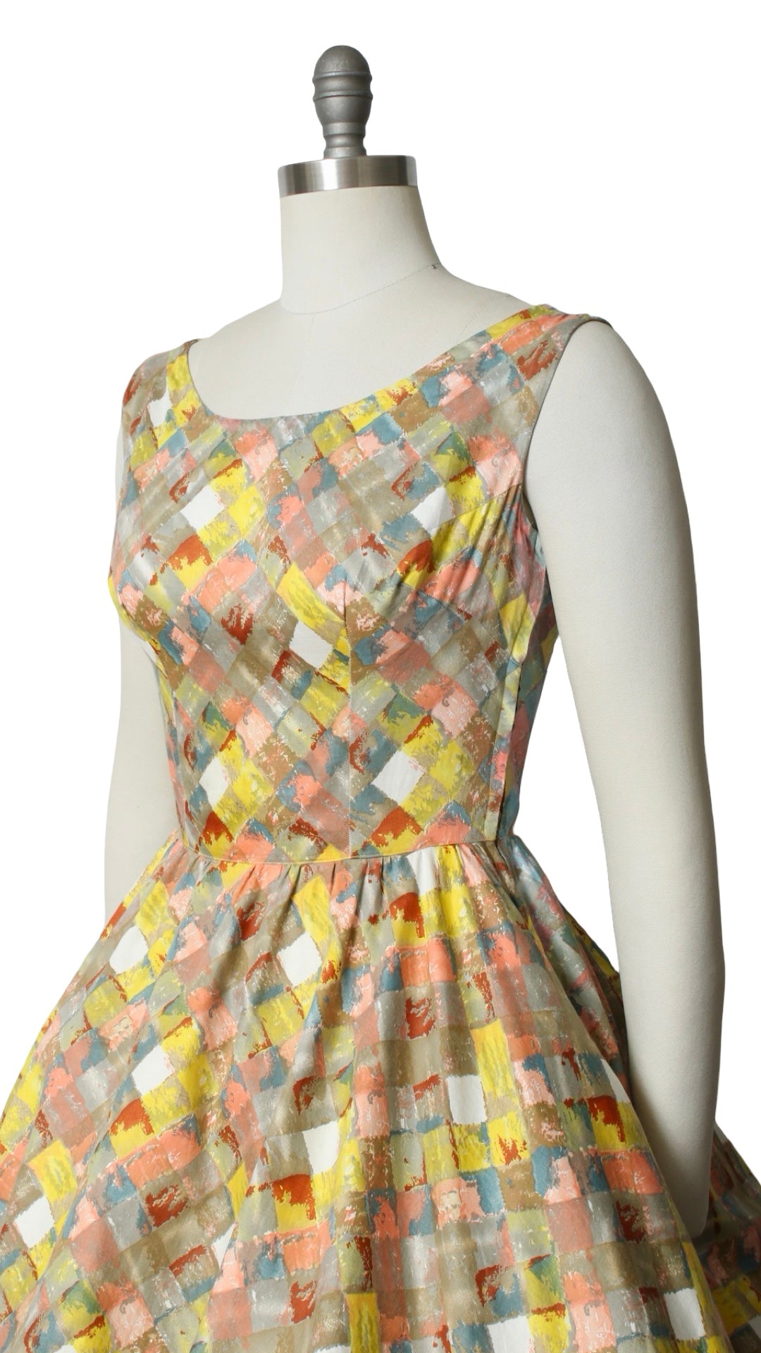 1950s 1960s Colorful Harlequin Sundress | small
