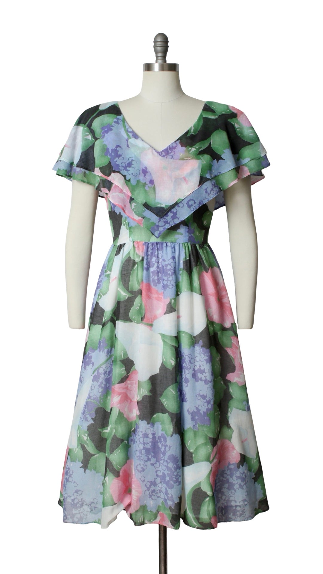 NEW | 1970s Calla Lily Floral Dress | small