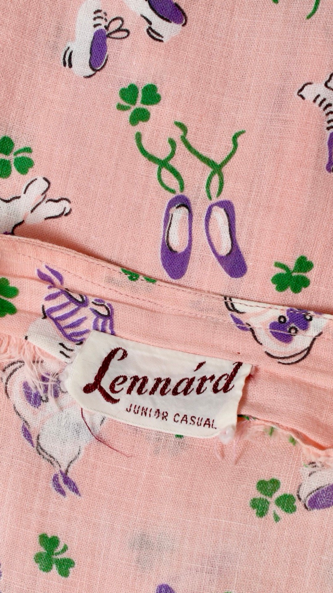 NEW | 1930s 1940s Shoes + Clover Novelty Print Dress | petite small