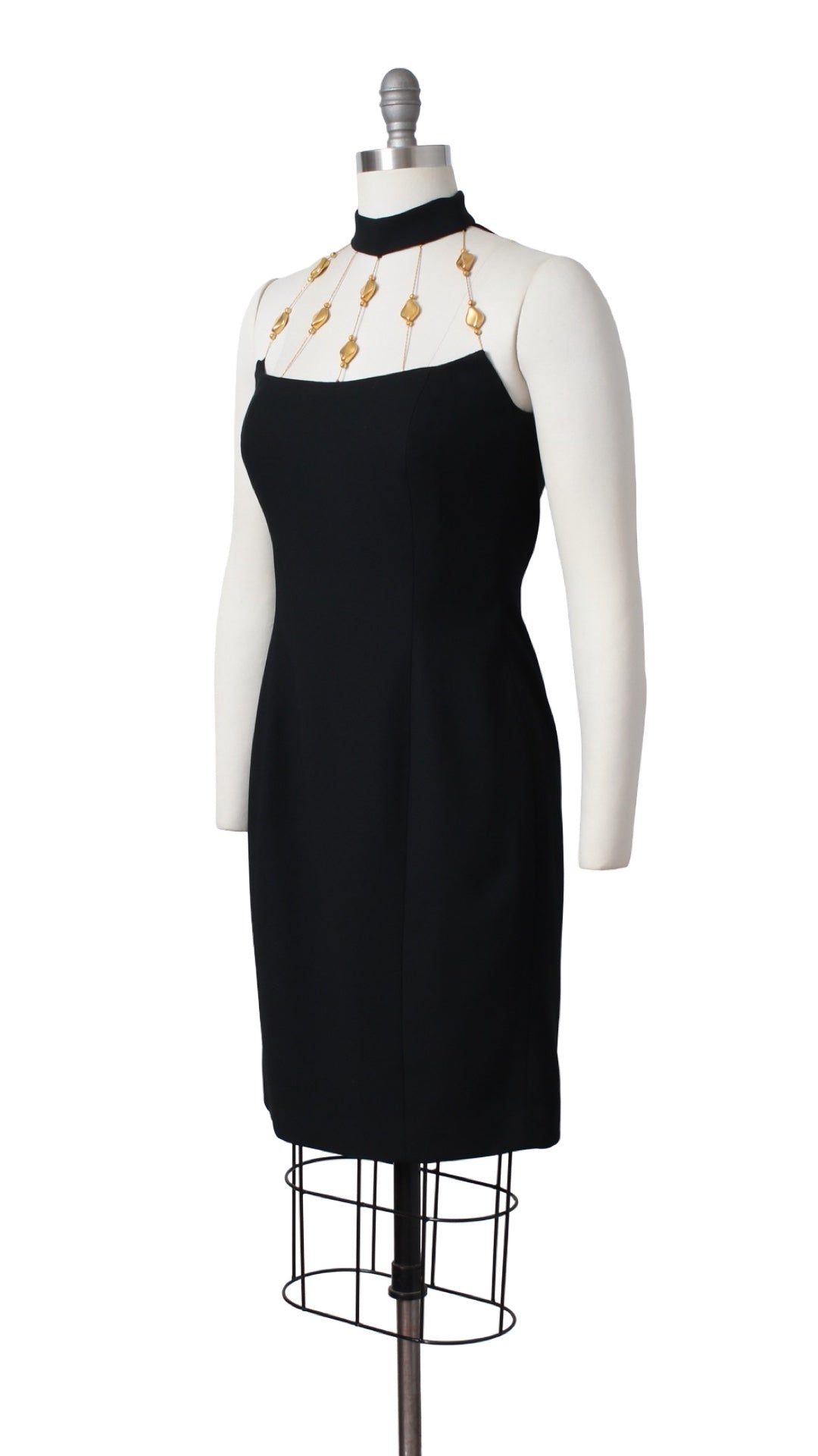 1990s Beaded Cage Neckline Dress | small/medium