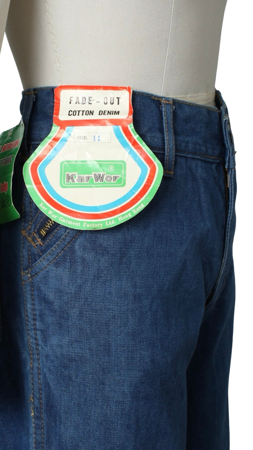 NEW | 1970s DEADSTOCK Denim Bell Bottoms | small