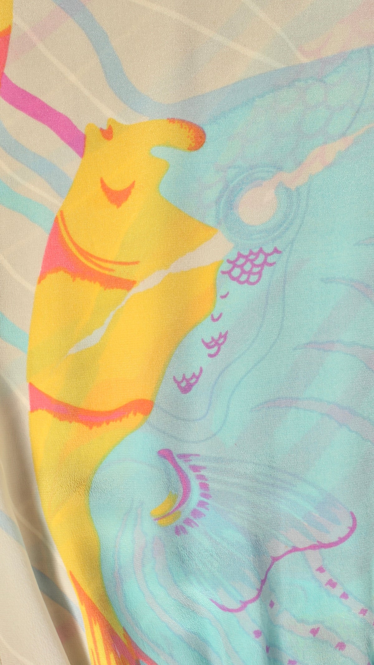 NEW | 1980s Fish Novelty Print Silk Crepe Dress | small/medium