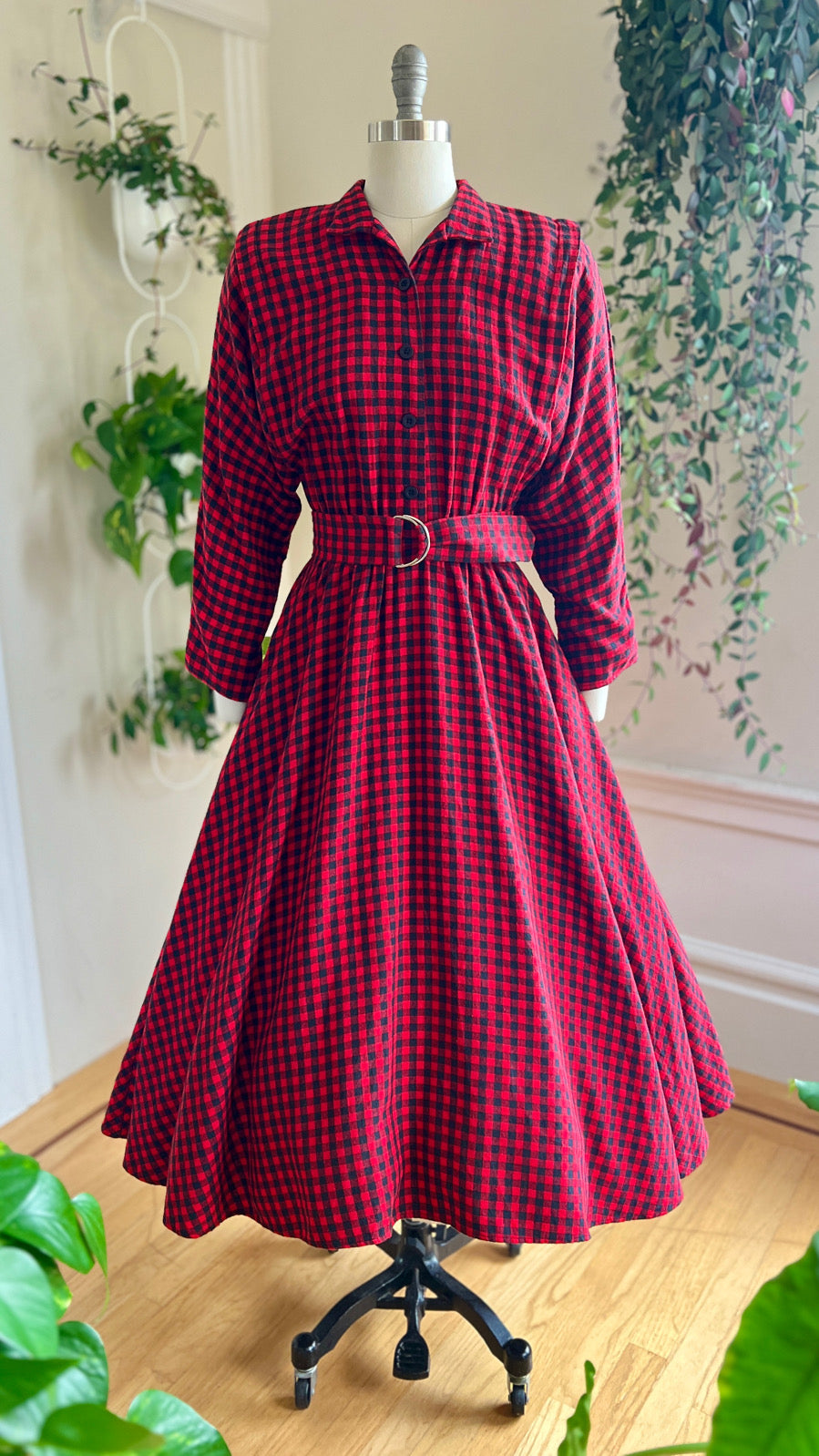 1990s Plaid Flannel Shirt Dress