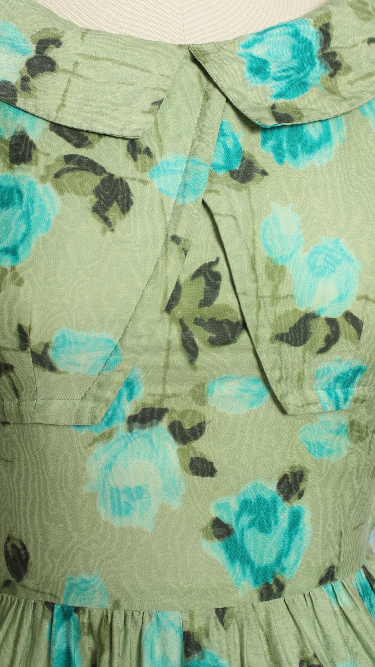NEW | 1950s Green Rose Print Dress | small