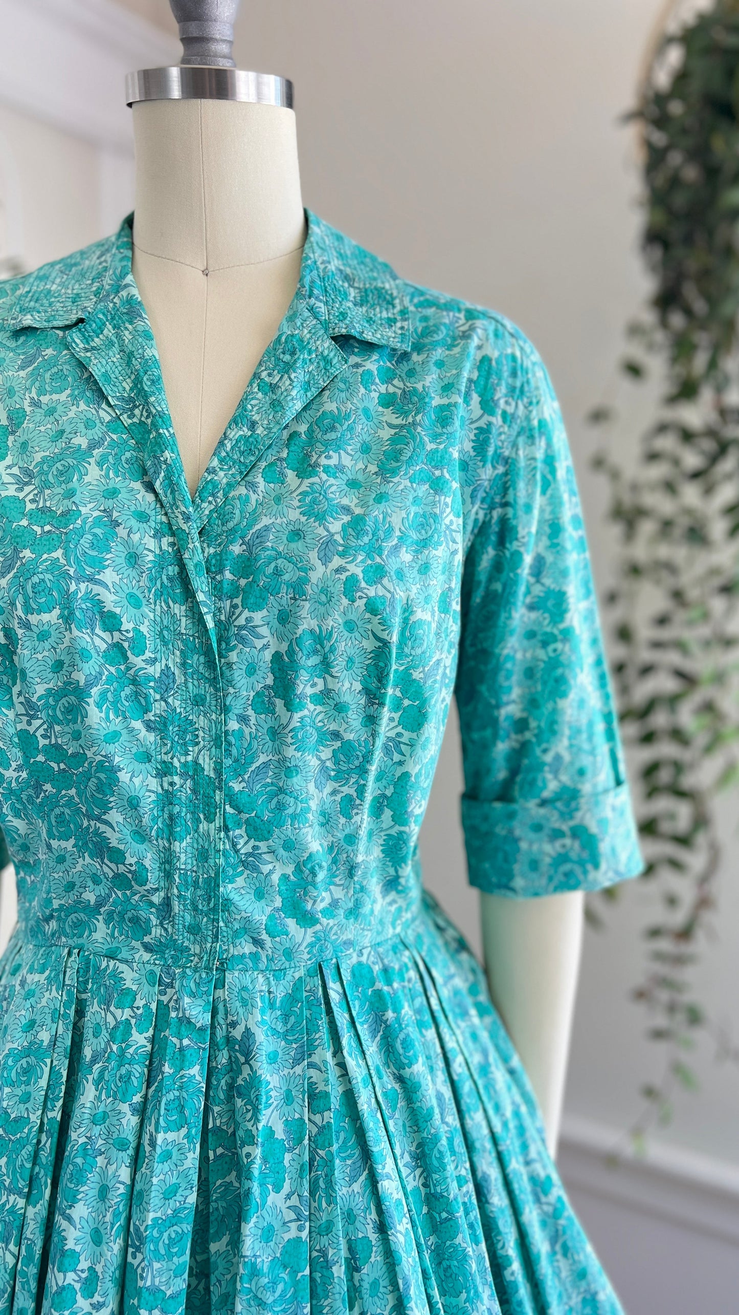 1950s LIBERTY OF LONDON Floral Shirt Dress | small