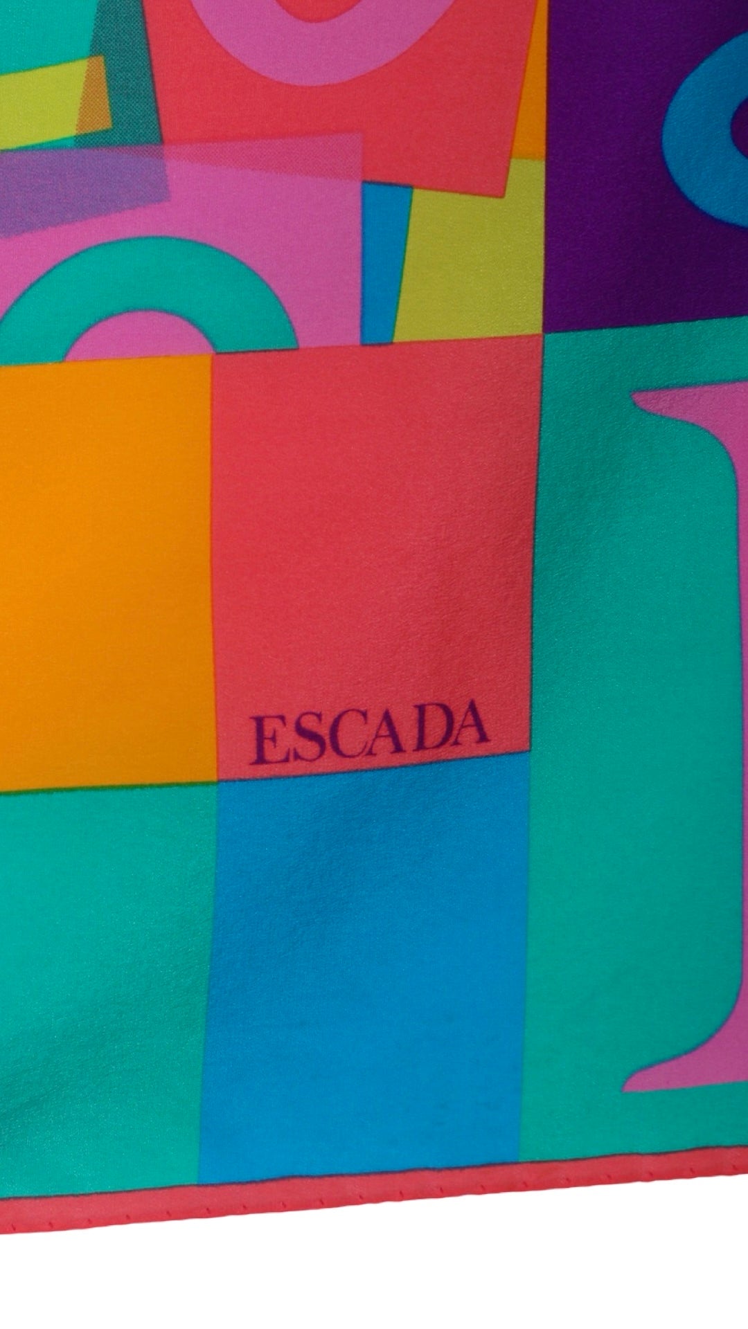 1990s ESCADA Silk Numbers Letters Novelty Print Scarf