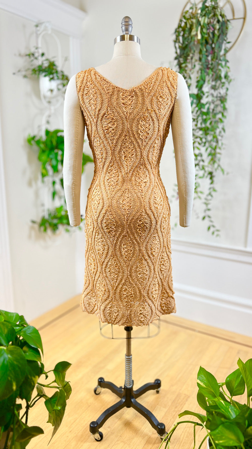 1950s Soutache Ribbon Knit Dress | small/medium