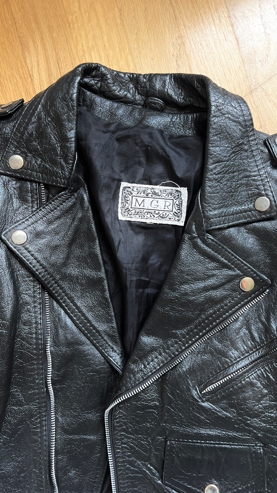 1980s 1990s Black Leather Moto Jacket | large