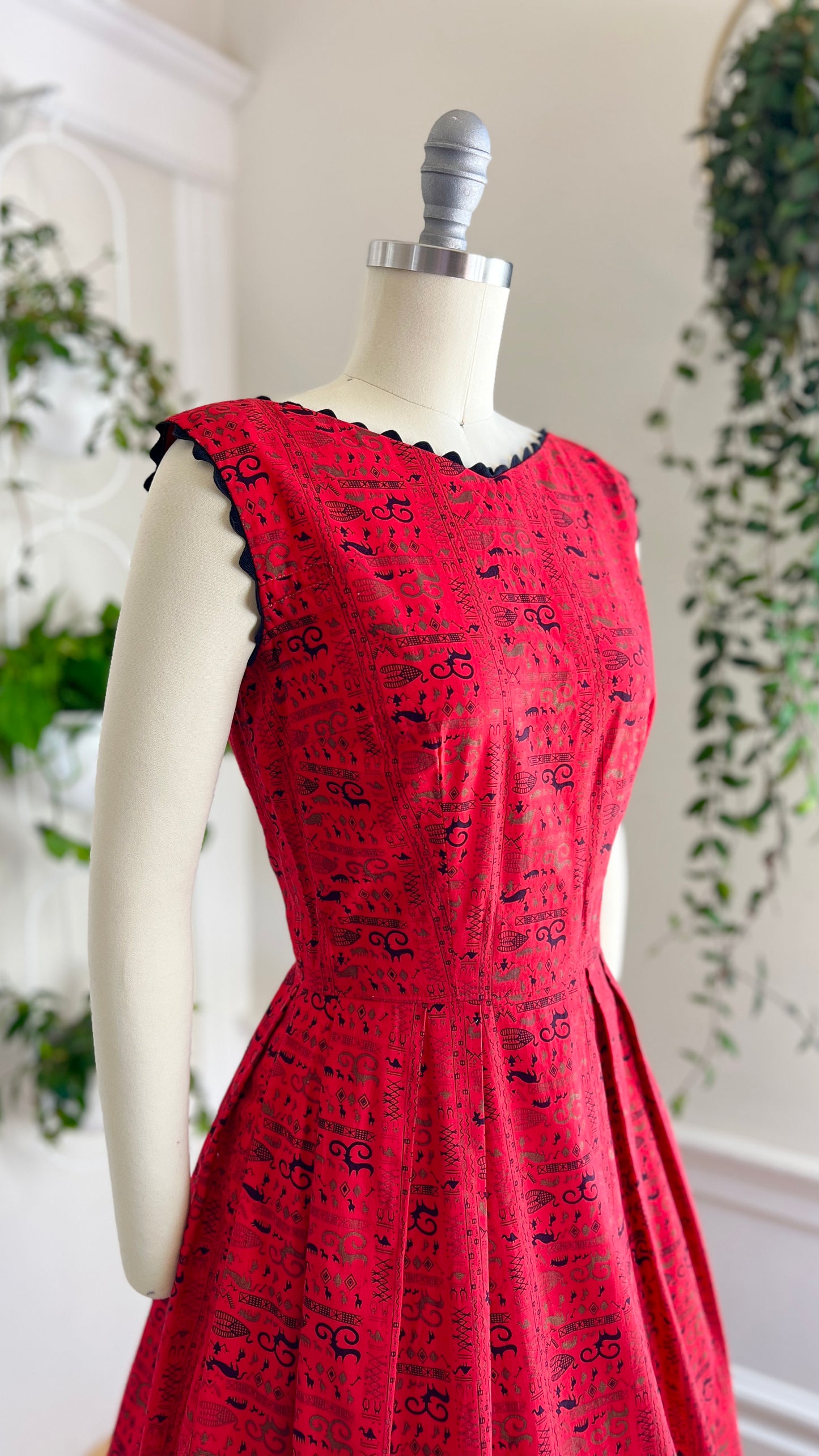 1950s Egyptian Hieroglyphics Sundress | x-small