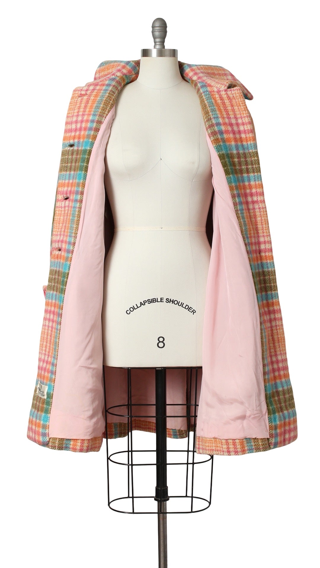 1960s Colorful Plaid Wool Coat | small