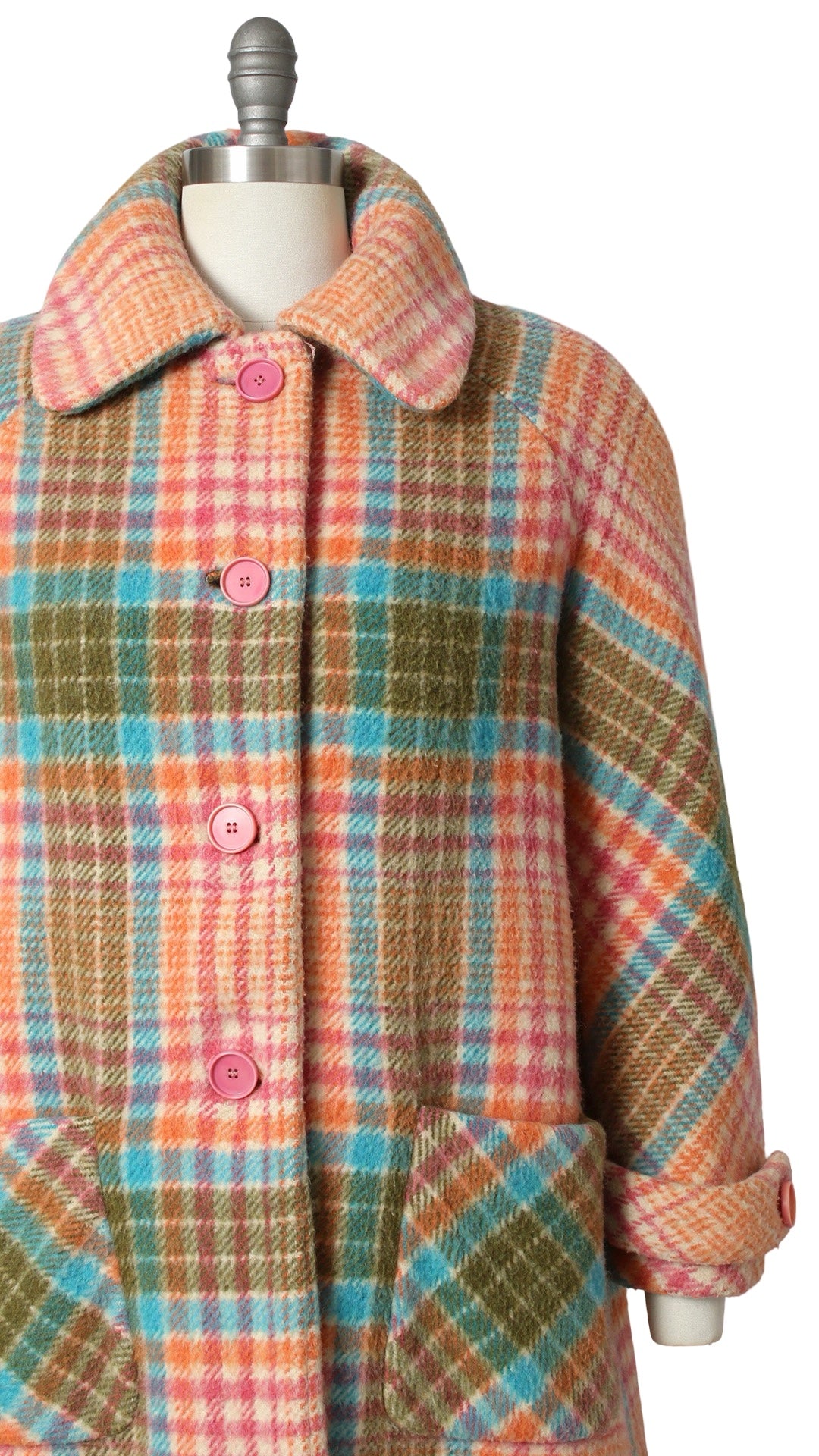 1960s Colorful Plaid Wool Coat | small