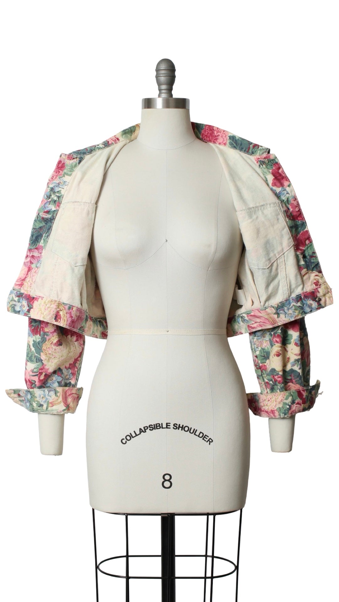 NEW | 1990s Floral Denim Cropped Jacket | medium