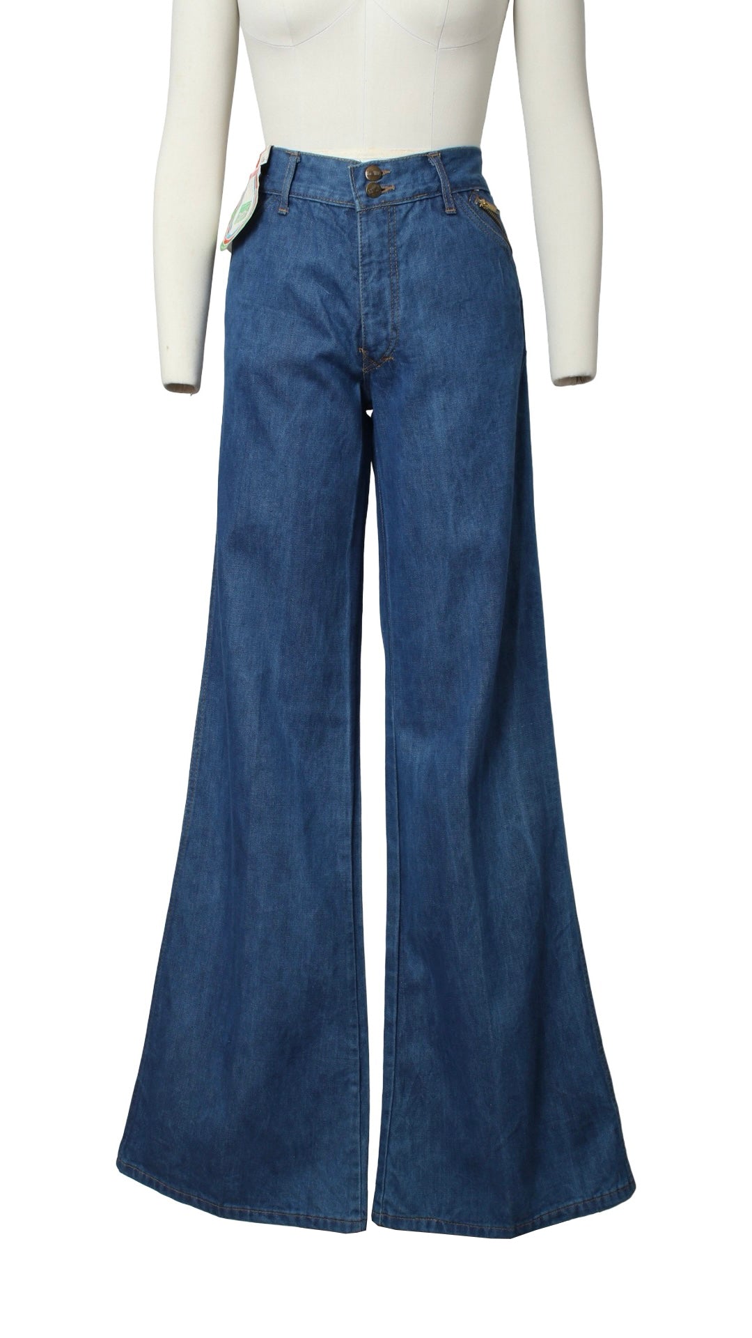 NEW | 1970s DEADSTOCK Denim Bell Bottoms | small