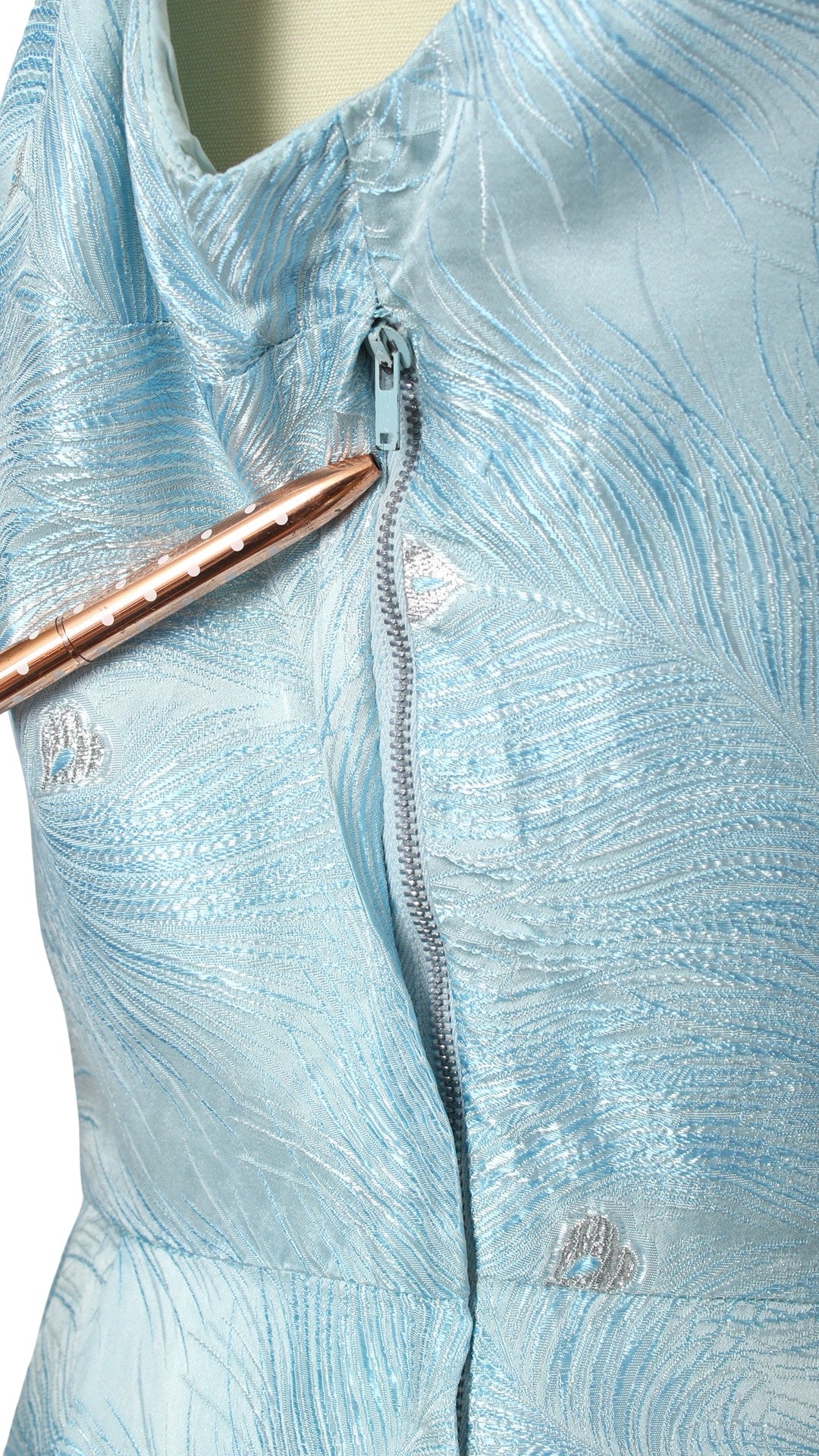 1960s Metallic Peacock Feather Novelty Dress Set | small