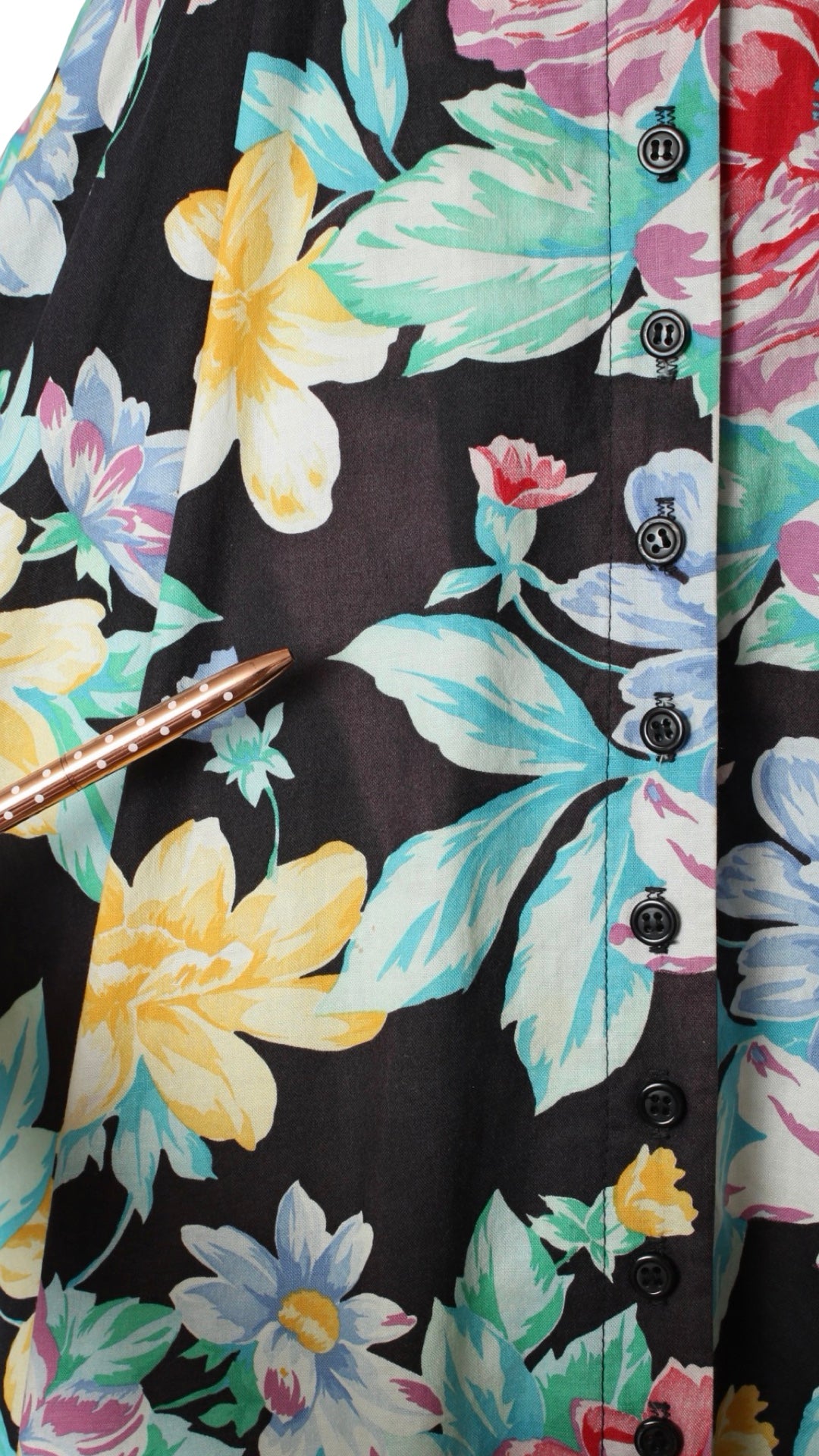 NEW | 1990s Floral Cotton Shirtwaist Dress | medium