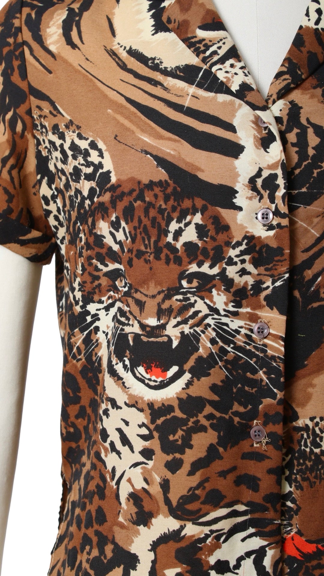 1980s Leopard Novelty Print Blouse | medium