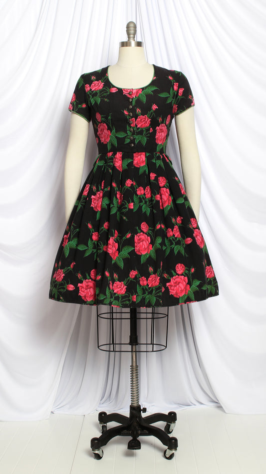NEW | 1970s Pink Rose Dirndl Dress | small