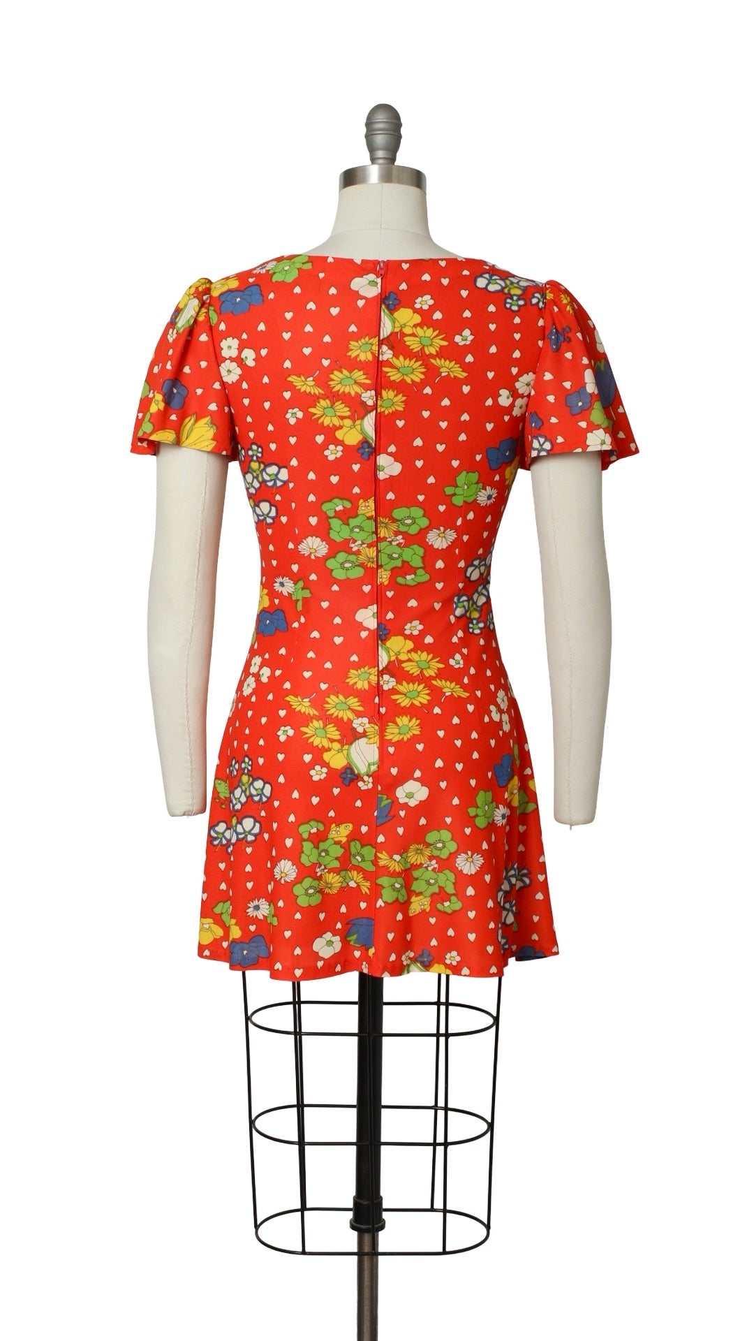 NEW | 1970s Frog Floral Hearts Novelty Print Dress | small