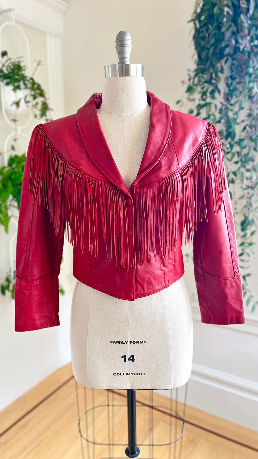 1980s 1990s Fringed Red Leather Jacket | x-large