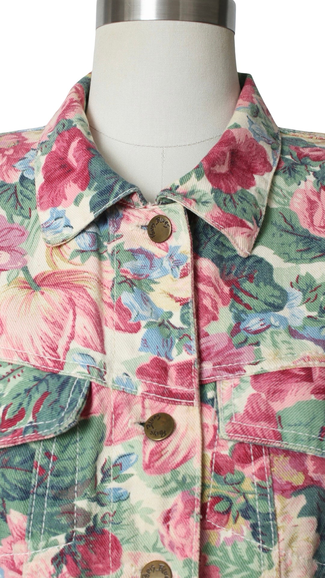 NEW | 1990s Floral Denim Cropped Jacket | medium