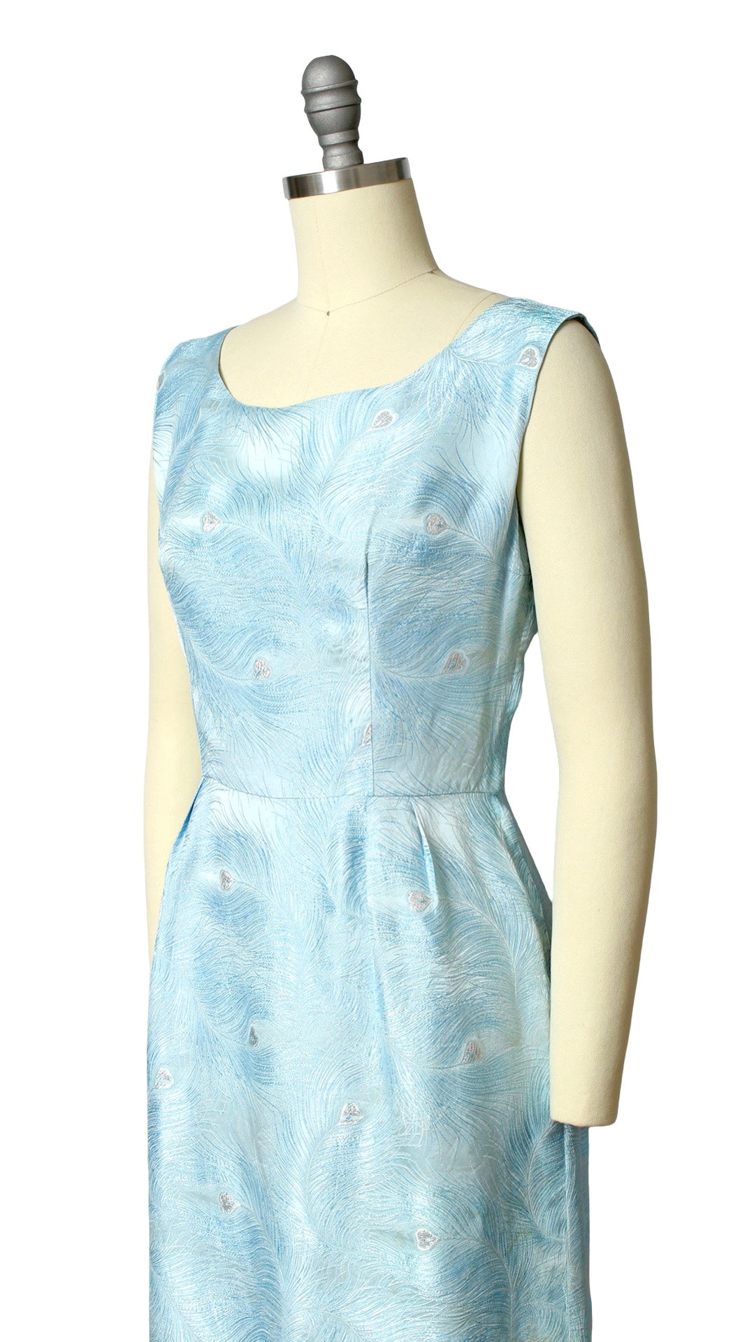 1960s Metallic Peacock Feather Novelty Dress Set | small
