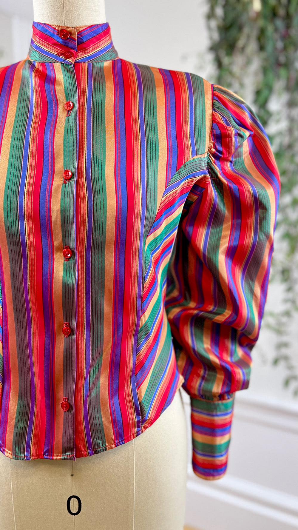 1980s Rainbow Striped Blouse | small