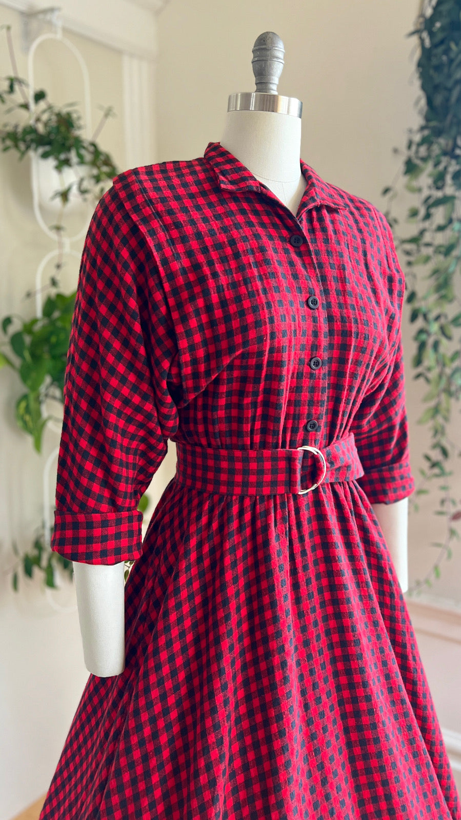 1990s Plaid Flannel Shirt Dress | x-small/small