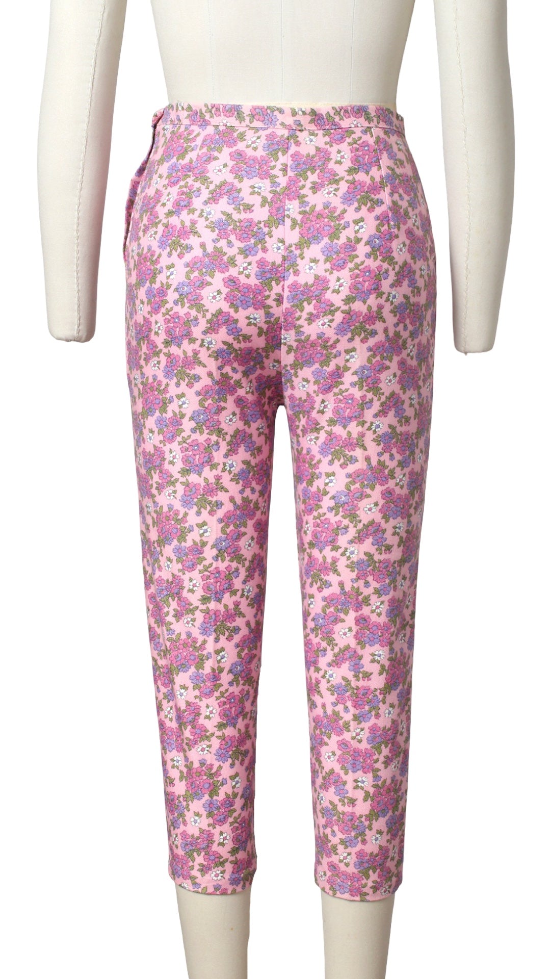1960s DEADSTOCK Pink Floral Capri Pants | small