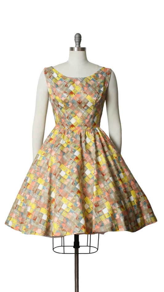 NEW | 1950s 1960s Colorful Harlequin Sundress | small