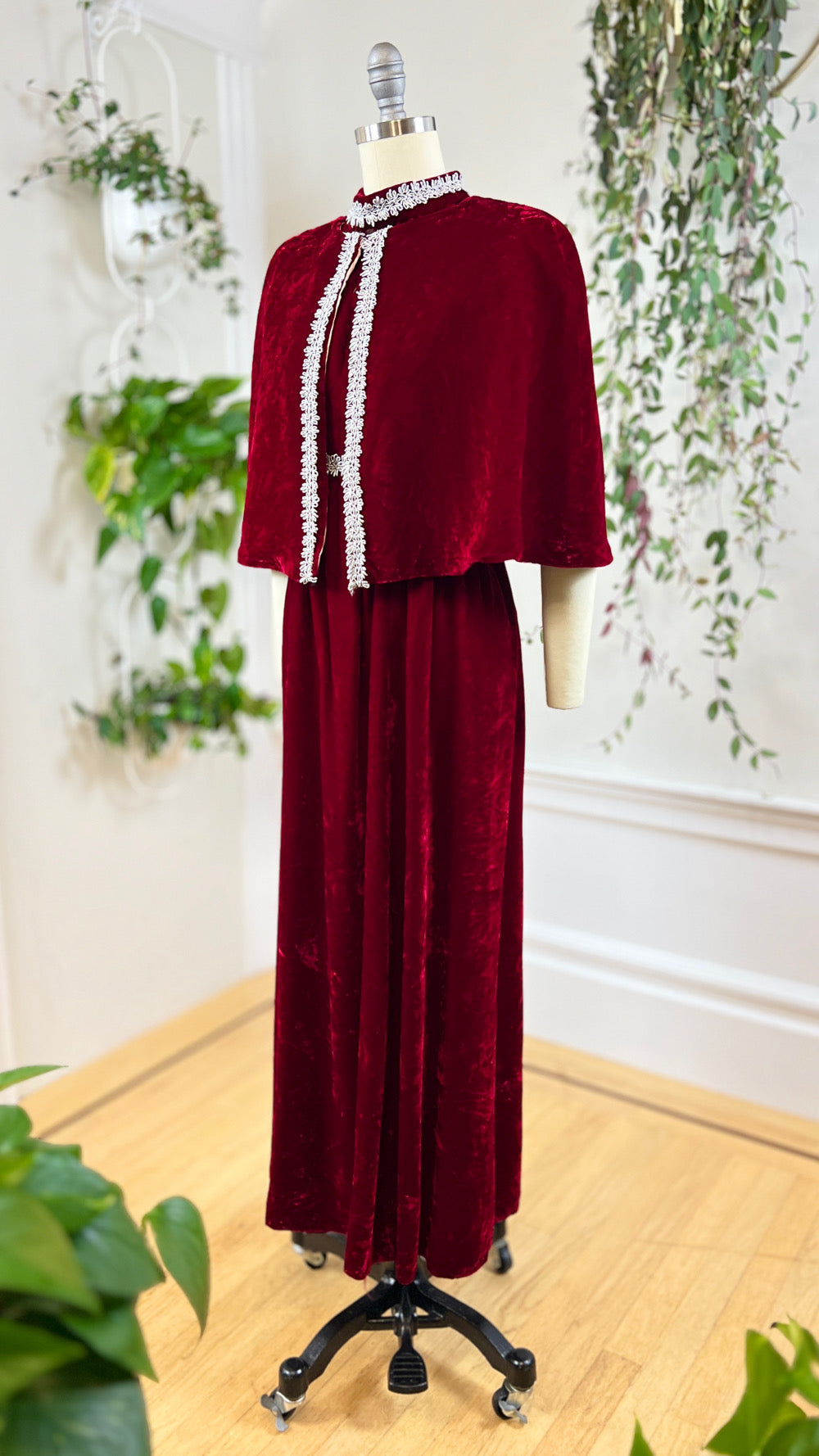 1970s Velvet Party Dress & Cape Set | small 1970s Velvet Party Dress & Cape Set | small