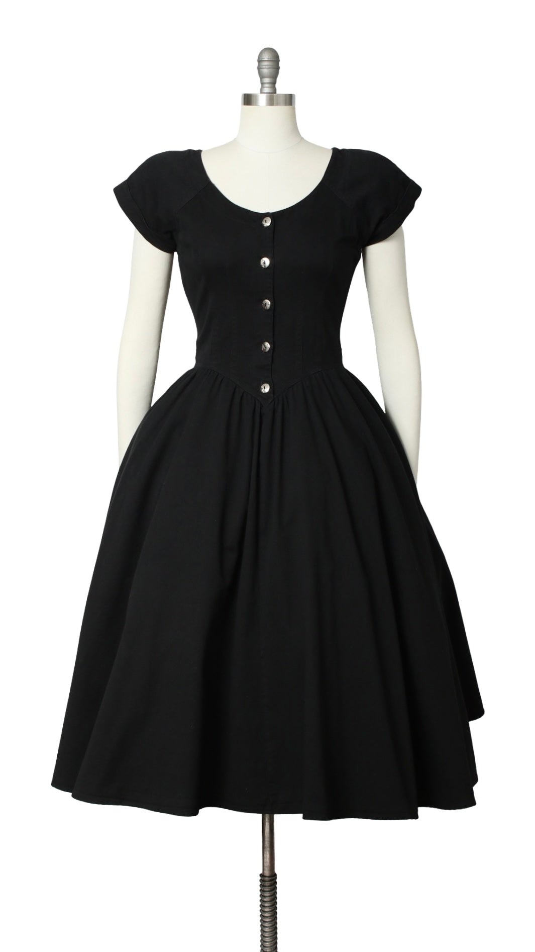 NEW | 1990s Black Denim Shirtwaist Dress | medium