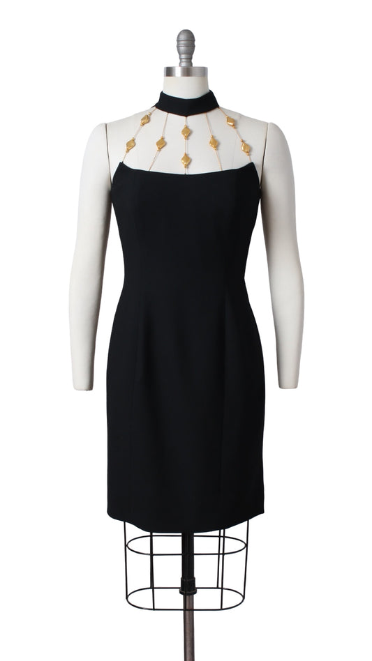 1990s Beaded Cage Neckline Dress | small/medium