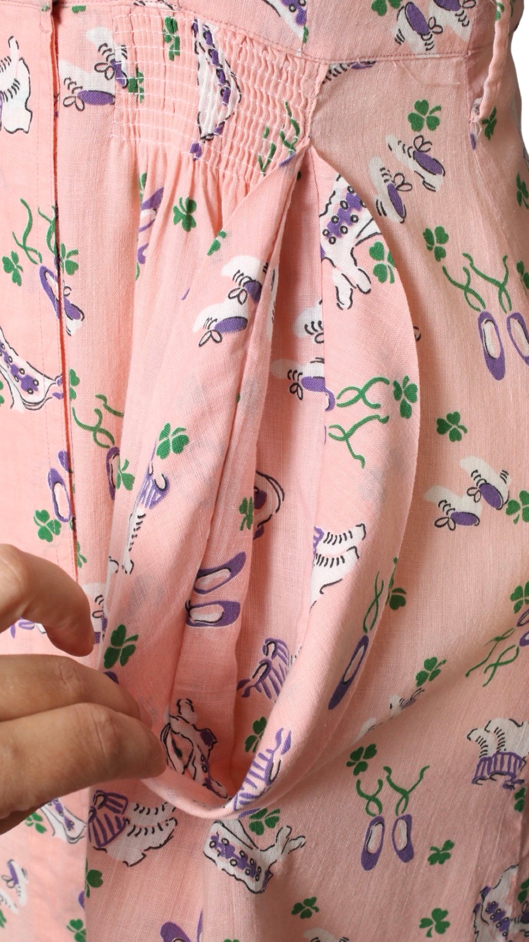 NEW | 1930s 1940s Shoes + Clover Novelty Print Dress | petite small