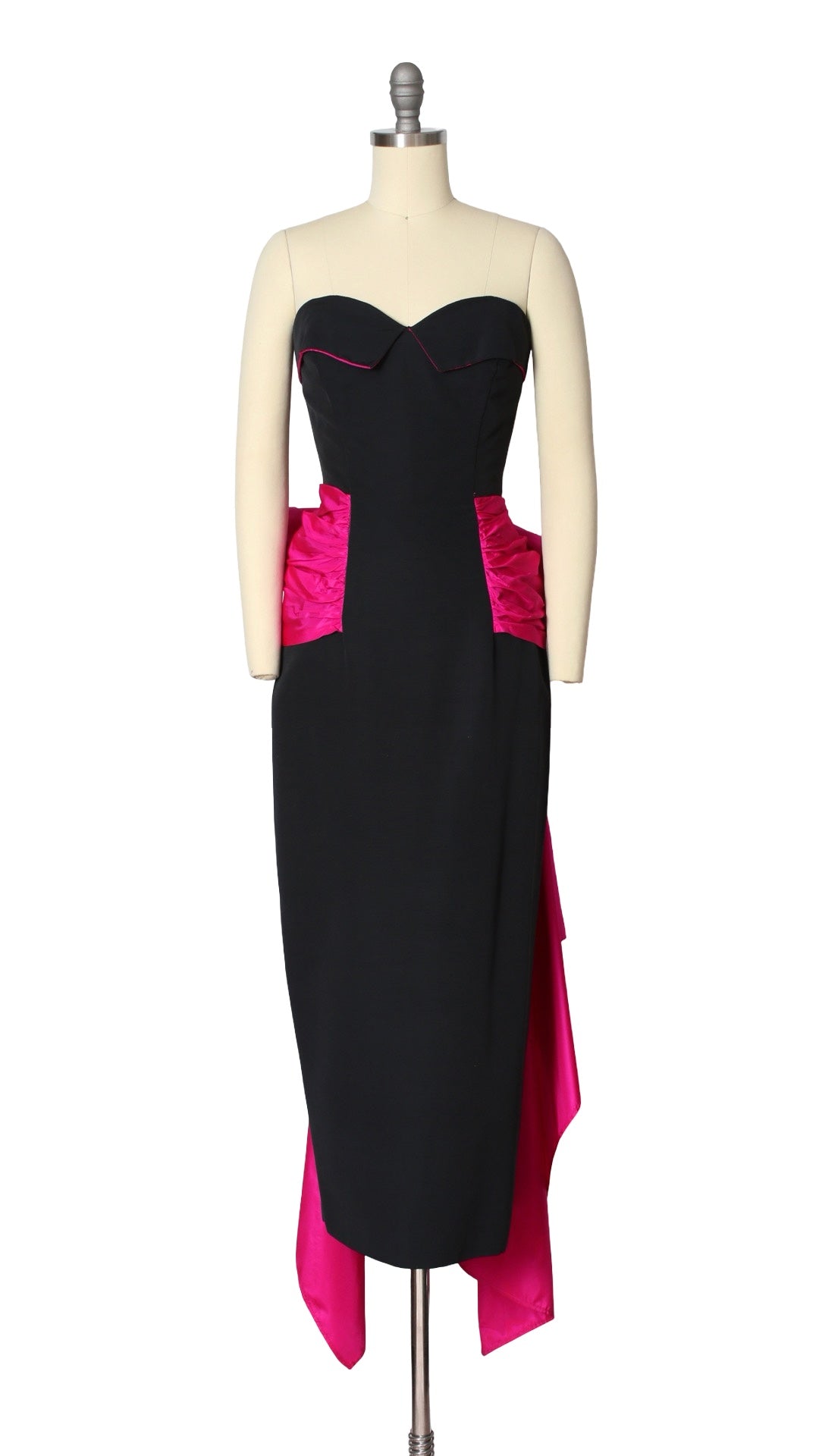 NEW | 1980s Shocking Pink Train Gown | small