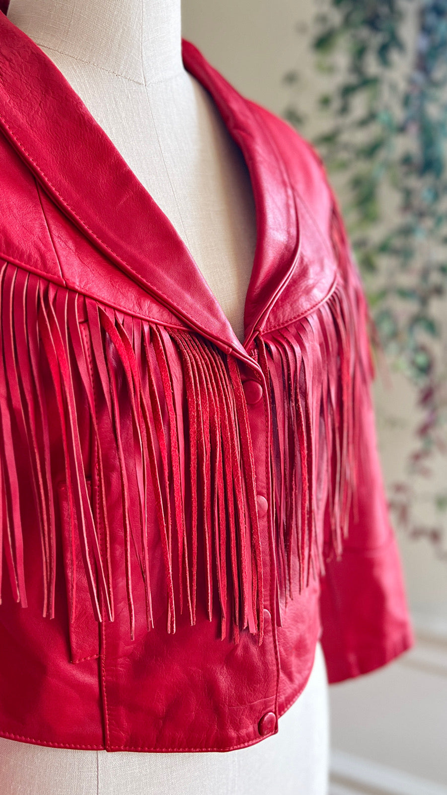 1980s 1990s Fringed Red Leather Jacket | x-large