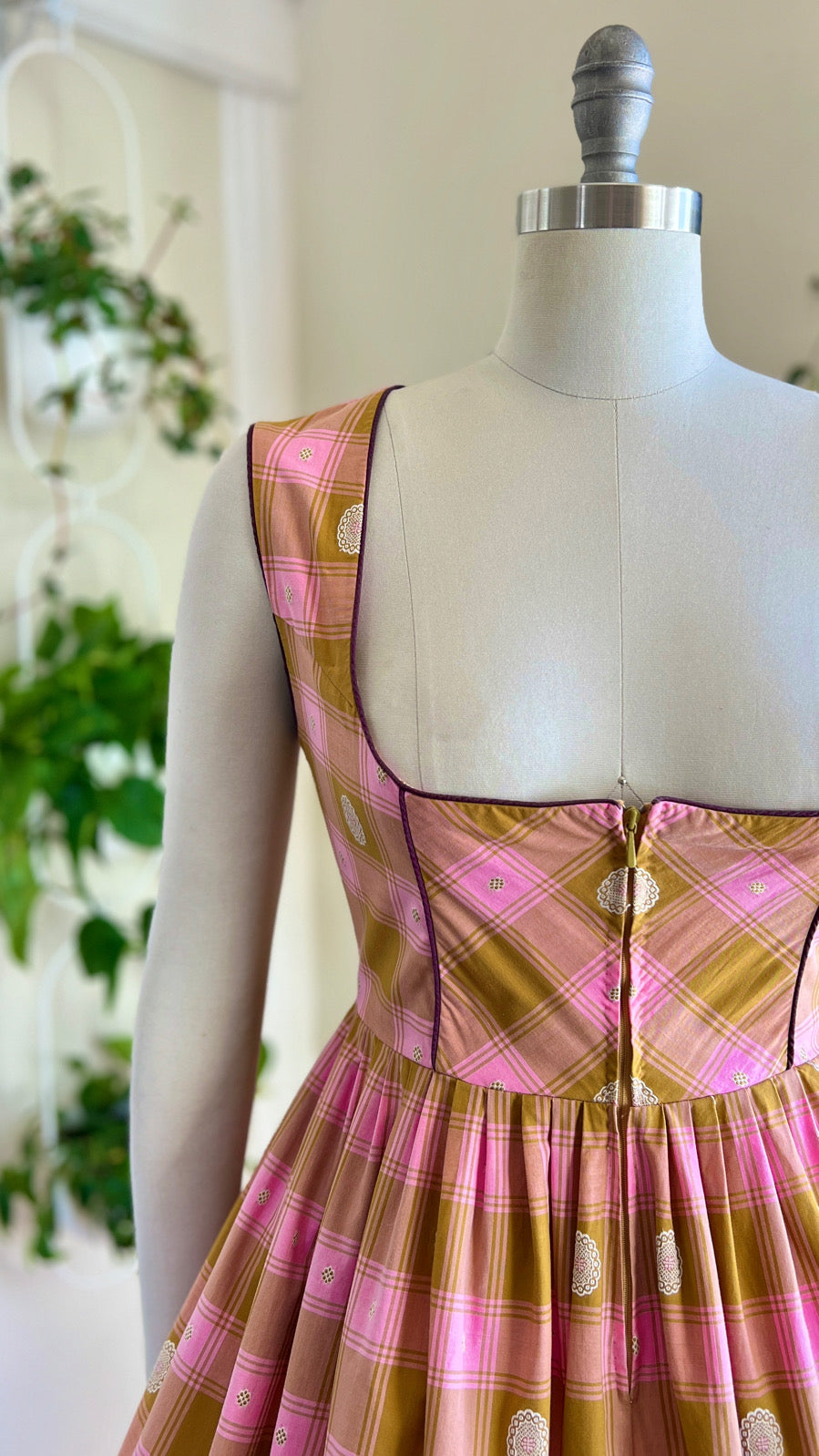 1970s Plaid Dirndl Dress | medium