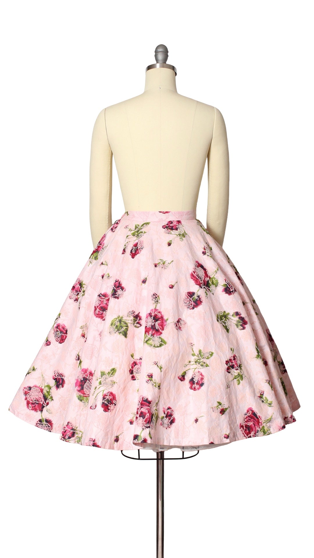 NEW | 1950s Flocked Rose Circle Skirt | small