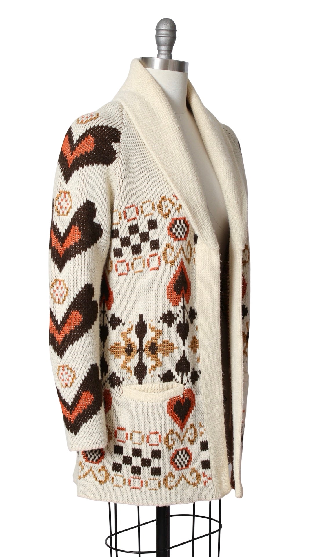 1970s Hearts & Flowers Knit Cardigan | medium