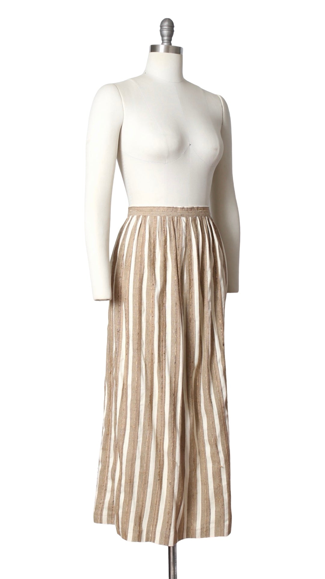 1970s 1980s Striped Natural Linen Skirt | large