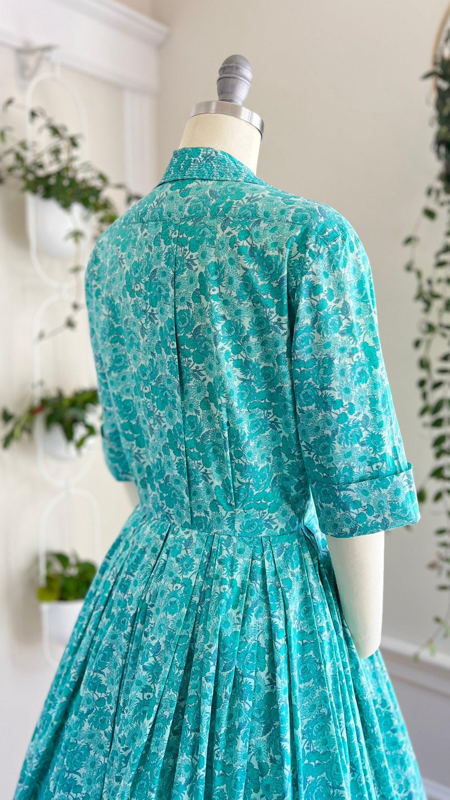 1950s LIBERTY OF LONDON Floral Shirt Dress | small